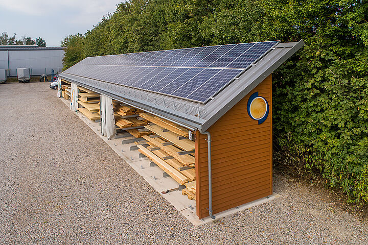 cantilever racking with roof and solar panels
